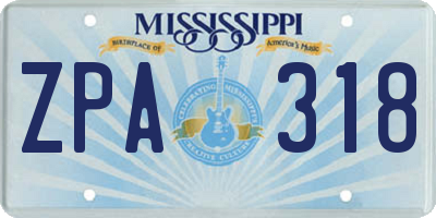 MS license plate ZPA318
