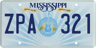 MS license plate ZPA321