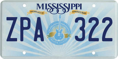 MS license plate ZPA322