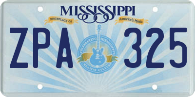 MS license plate ZPA325