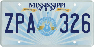 MS license plate ZPA326
