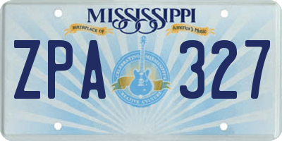MS license plate ZPA327