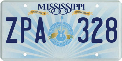 MS license plate ZPA328