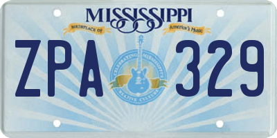 MS license plate ZPA329