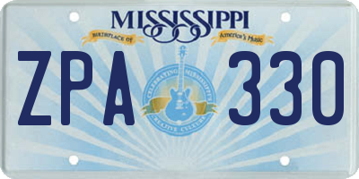 MS license plate ZPA330