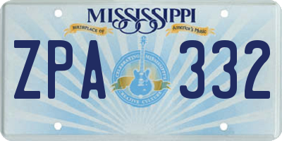 MS license plate ZPA332