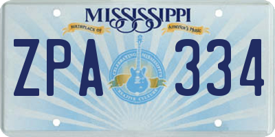 MS license plate ZPA334