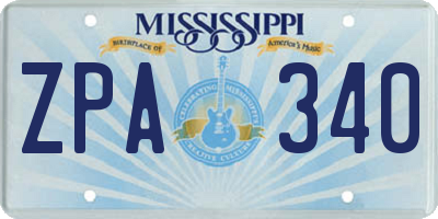 MS license plate ZPA340