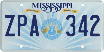 MS license plate ZPA342