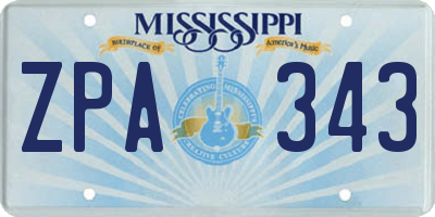MS license plate ZPA343