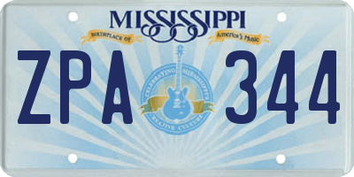MS license plate ZPA344