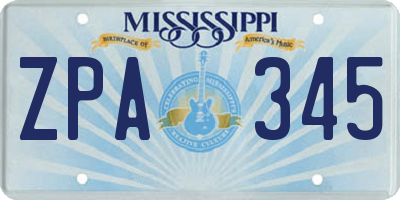 MS license plate ZPA345