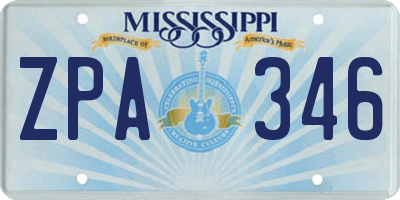 MS license plate ZPA346