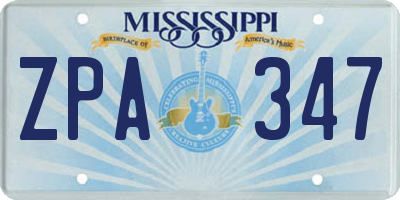 MS license plate ZPA347