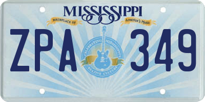 MS license plate ZPA349