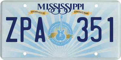 MS license plate ZPA351