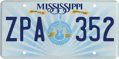 MS license plate ZPA352