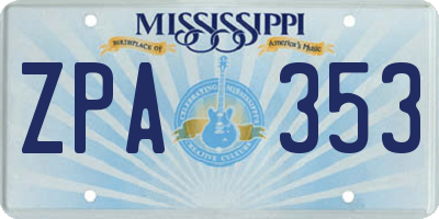 MS license plate ZPA353