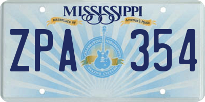 MS license plate ZPA354