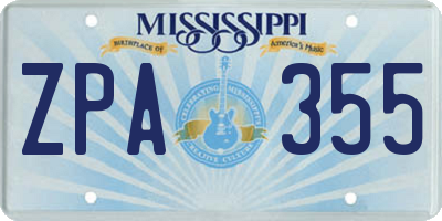 MS license plate ZPA355