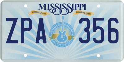 MS license plate ZPA356