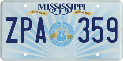 MS license plate ZPA359