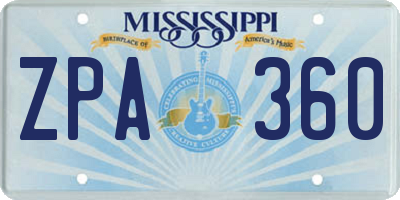 MS license plate ZPA360