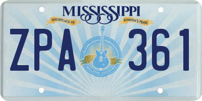 MS license plate ZPA361