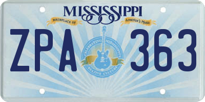 MS license plate ZPA363