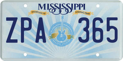 MS license plate ZPA365