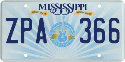 MS license plate ZPA366