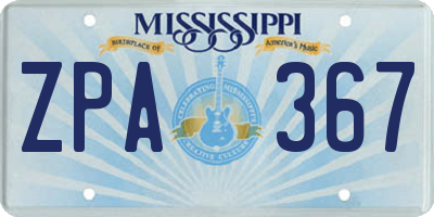 MS license plate ZPA367