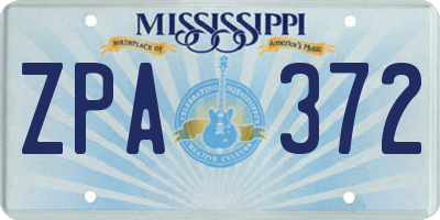 MS license plate ZPA372