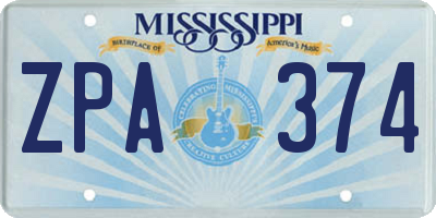 MS license plate ZPA374