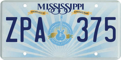 MS license plate ZPA375