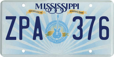 MS license plate ZPA376