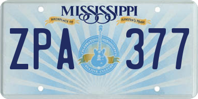 MS license plate ZPA377