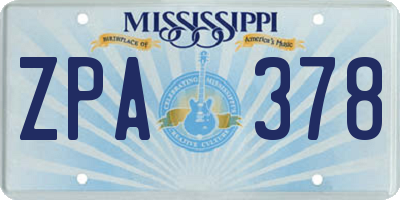 MS license plate ZPA378