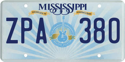 MS license plate ZPA380