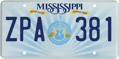 MS license plate ZPA381