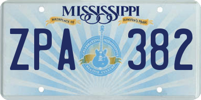 MS license plate ZPA382