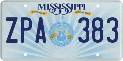 MS license plate ZPA383