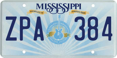 MS license plate ZPA384
