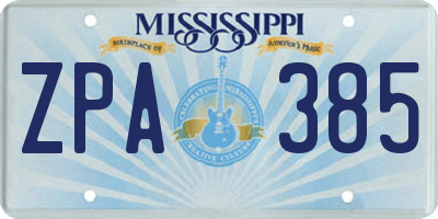 MS license plate ZPA385