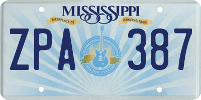 MS license plate ZPA387