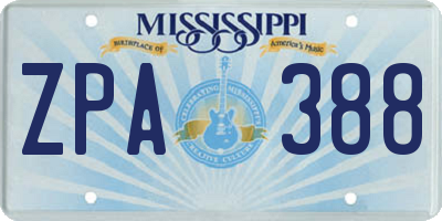 MS license plate ZPA388