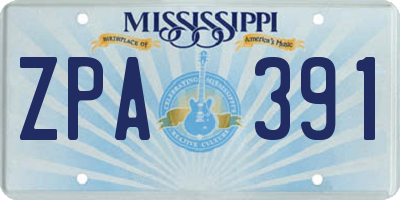 MS license plate ZPA391