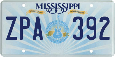 MS license plate ZPA392