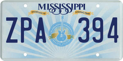 MS license plate ZPA394