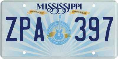 MS license plate ZPA397